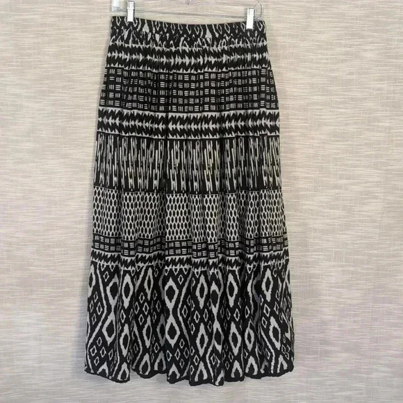 Vintage 90s Artistic Ikat Print Midi Flowy Gauze Boho Hippie Skirt Just Class - Picture 2 of 5